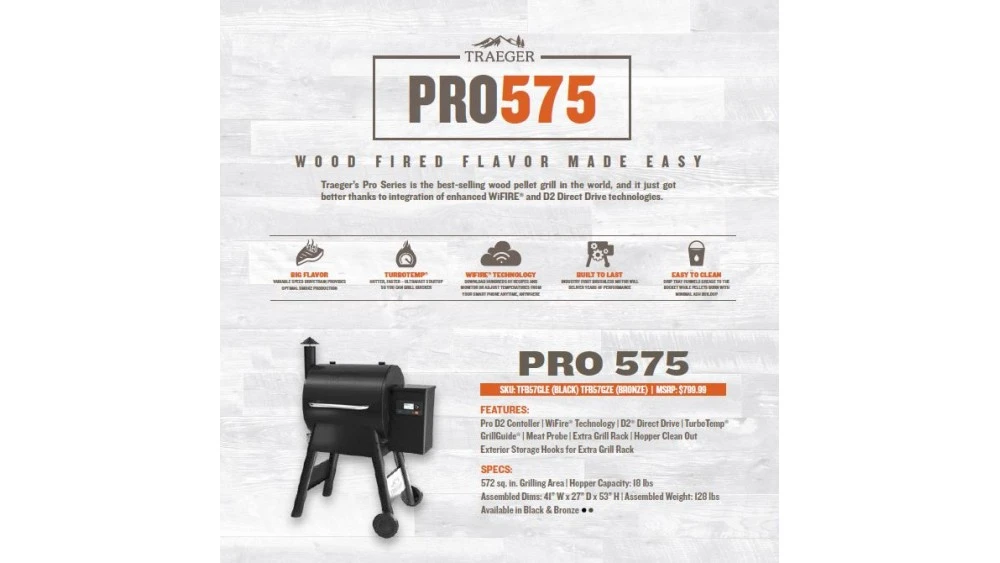 Traeger - Pro D2 575 Pellet BBQ - Free Cover & Folding Front Shelf 5 Traeger - Pro D2 575 Pellet BBQ - Free Cover & Folding Front Shelf - Image 5