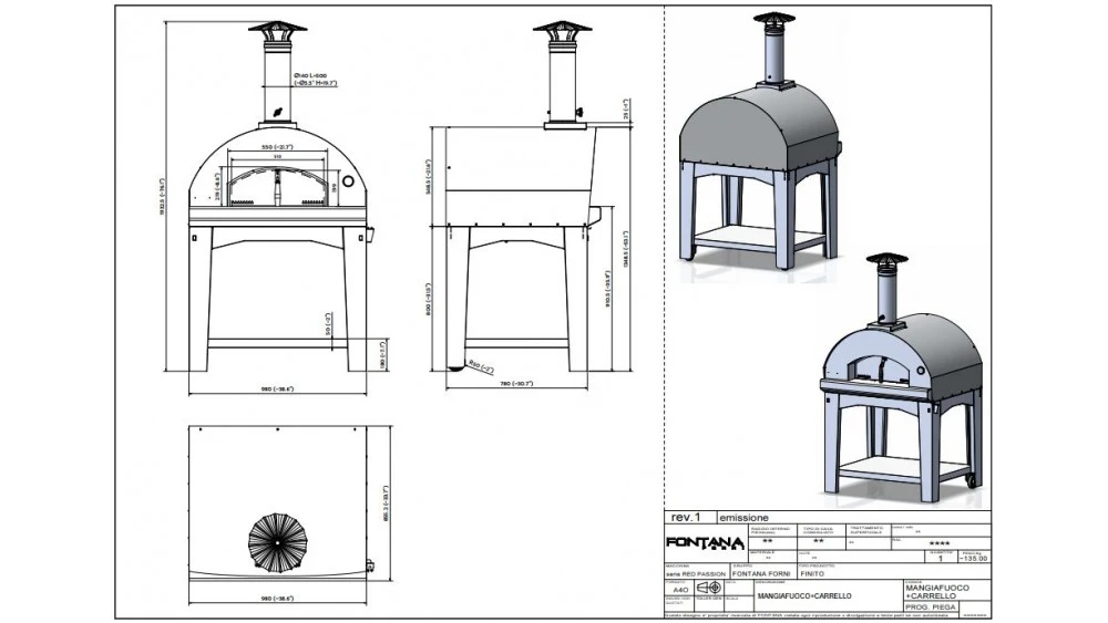 Fontana - Mangiafuoco Gas Pizza Oven With Trolley - Anthracite 2 Fontana - Mangiafuoco Gas Pizza Oven With Trolley - Anthracite - Image 2