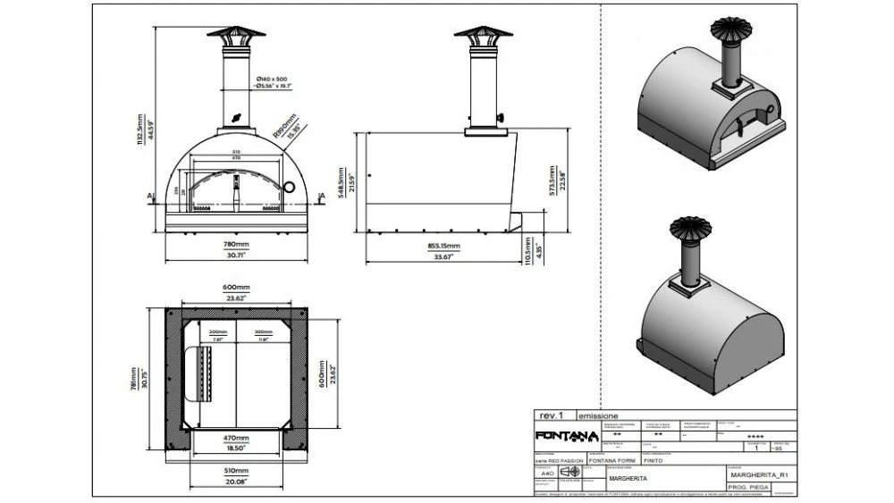 Fontana - Margherita Built In Gas Pizza Oven - Anthracite 2 Fontana - Margherita Built In Gas Pizza Oven - Anthracite - Image 2