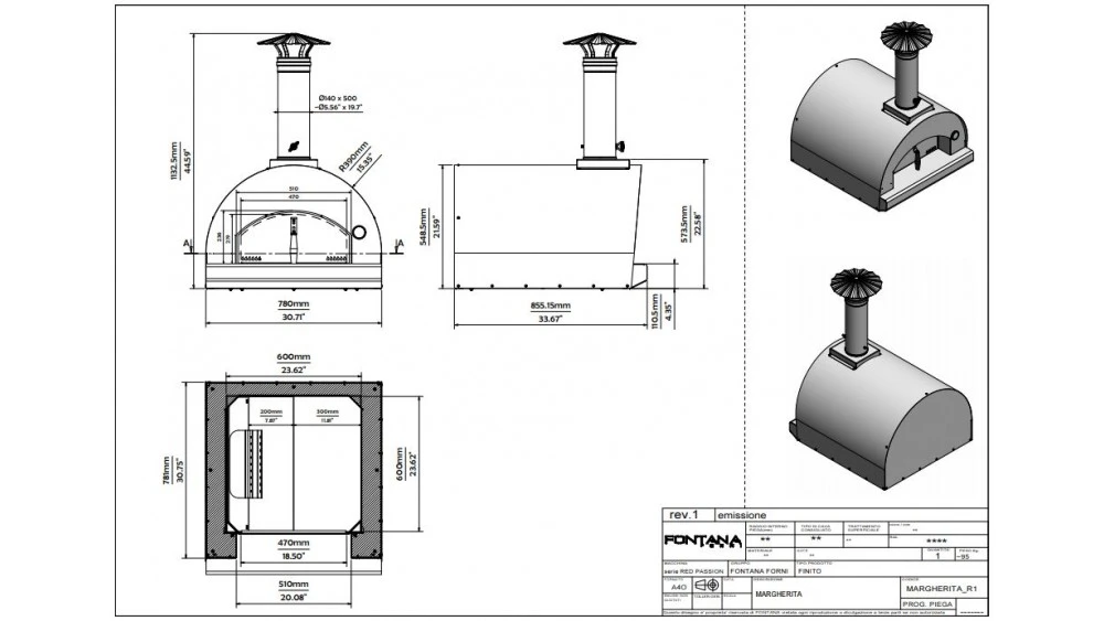 Fontana - Margherita Built In Wood Pizza Oven - Anthracite 2 Fontana - Margherita Built In Wood Pizza Oven - Anthracite - Image 2