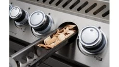Napoleon Prestige BIPRO825RBIPSS-3-GB-3 Built In Gas BBQ - Free Rotisserie And Cover -BBQs Grill Shop pro665 pro825 details wood chip smoker napoleon grills close up 1000x563 1