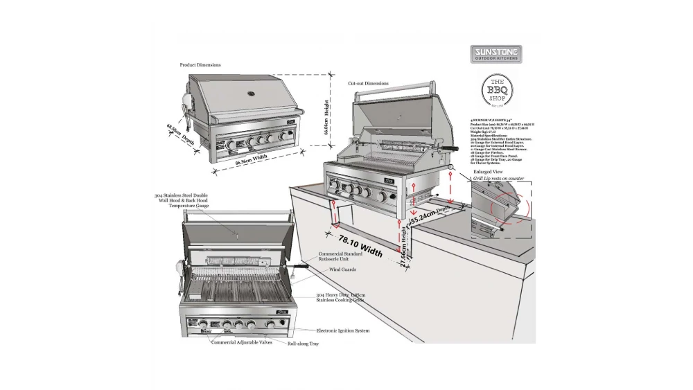 Sunstone Sun Series 4 Burner Built In Gas BBQ 3 Sunstone Sun Series 4 Burner Built In Gas BBQ - Image 3